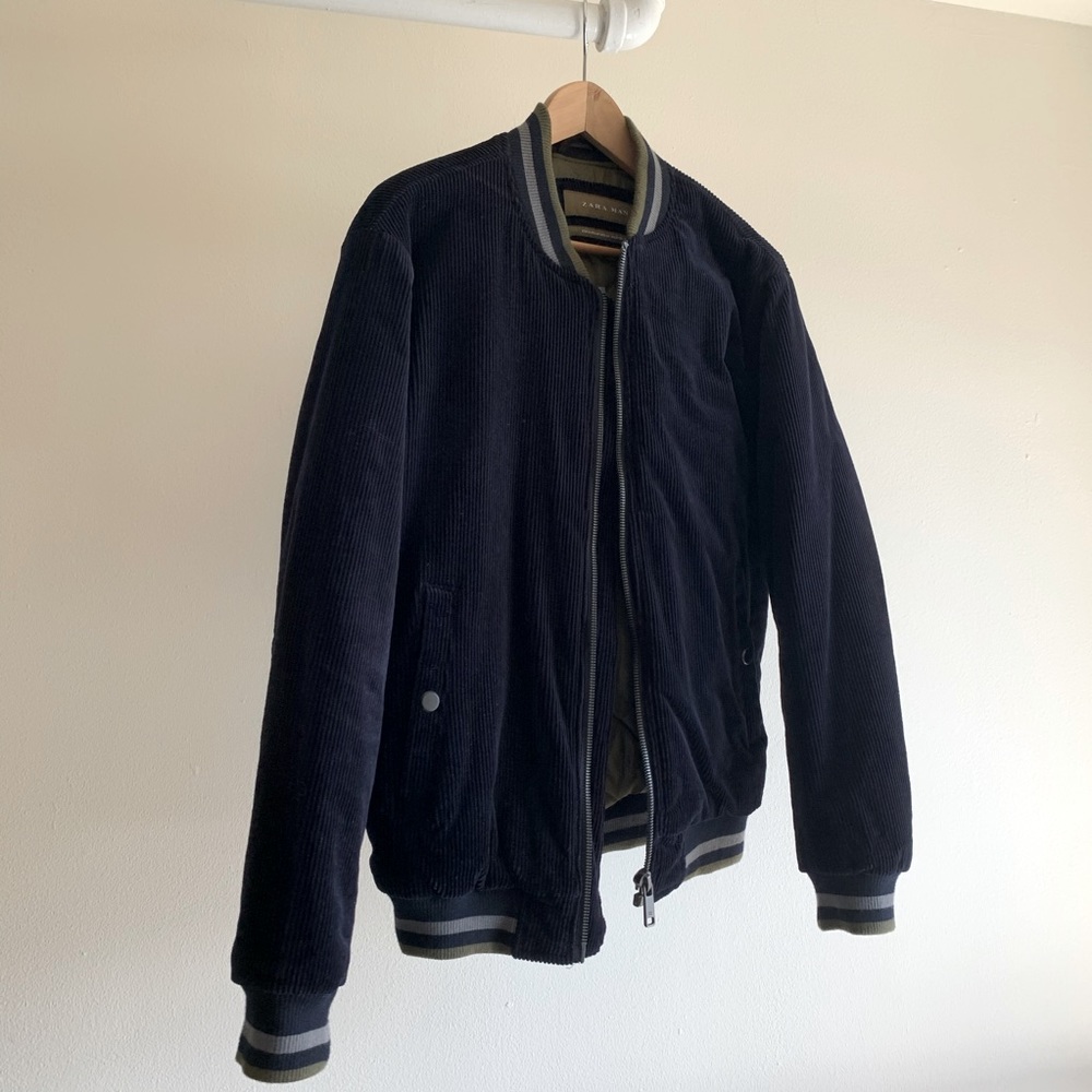 Zara Man, Embroidered Corduroy Bomber Jacket